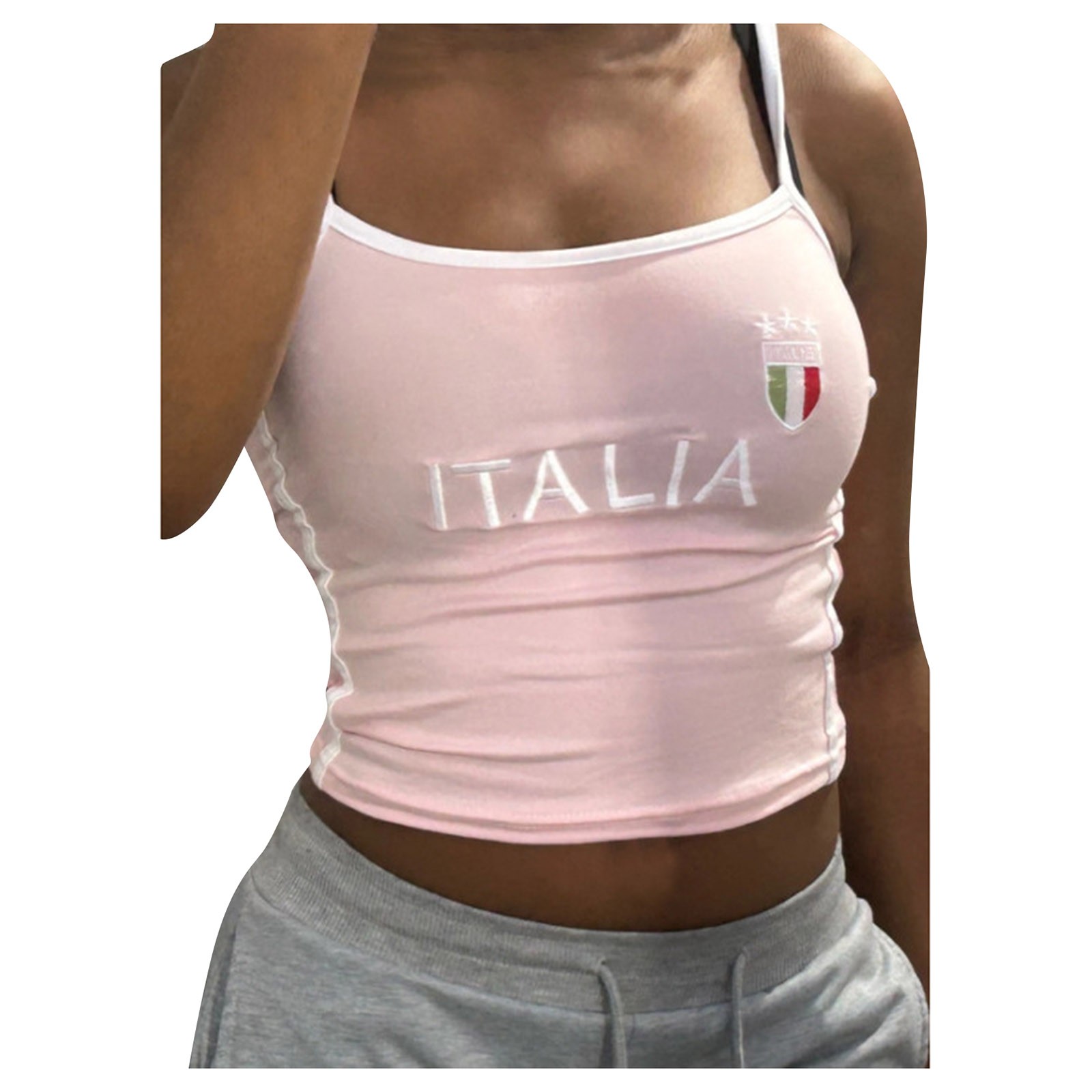 thumbnail image 2 of Camiseta gráfica corta brasileña para mujer - Poliéster y seda de leche, estilo urbano vintage de los 90, corte corto, ideal para aficionadas al fútbol o para llevar con ropa informal, 2 of 5